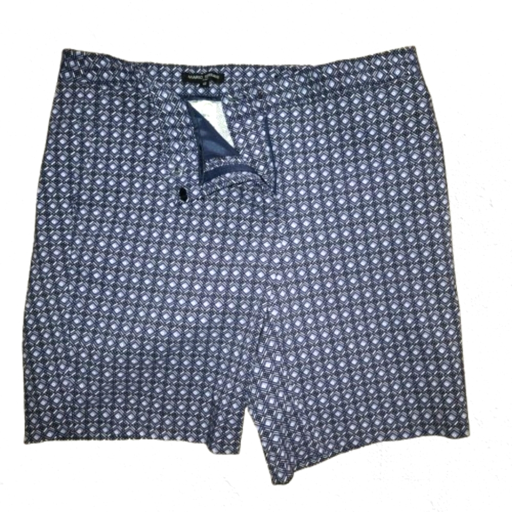 Mario Serrani Navy Geometric Print Shorts